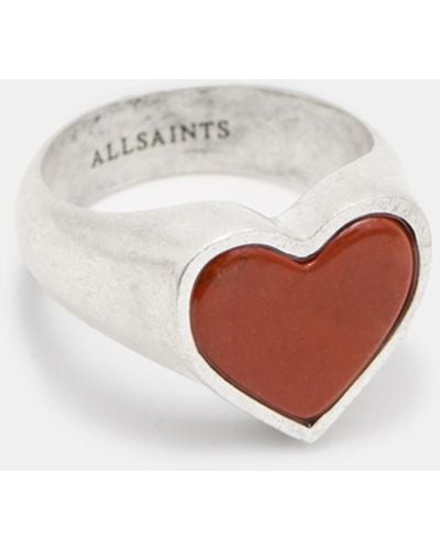 AllSaints Obi Heart Jasper Stone Signet Ring - White