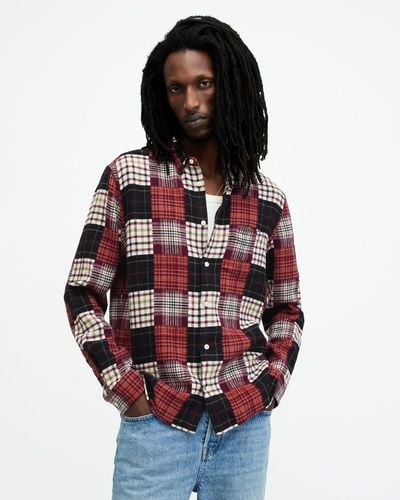 AllSaints Patchi Patchwork Checked Relaxed Shirt - Multicolour