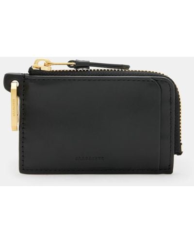 AllSaints Remy Leather Cardholder Hex Ring Wallet - Black