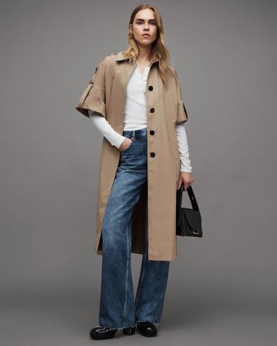 AllSaints Tina Short Sleeve Trench Coat - Gray
