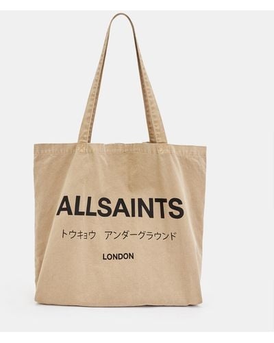 AllSaints Underground Logo Printed Tote Bag - Natural