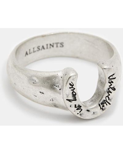 AllSaints Horseshoe Sterling Silver Signet Ring - White