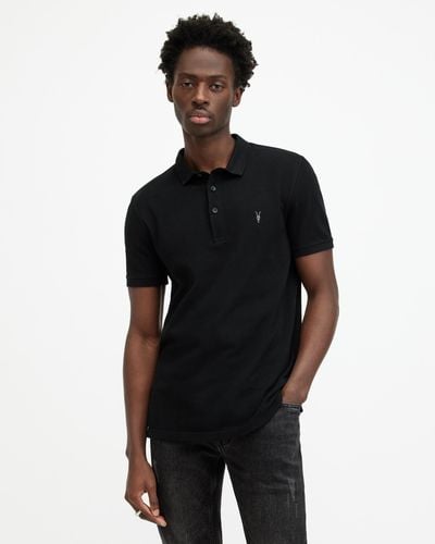 AllSaints Reform Short Sleeve Polo Shirt, - Black