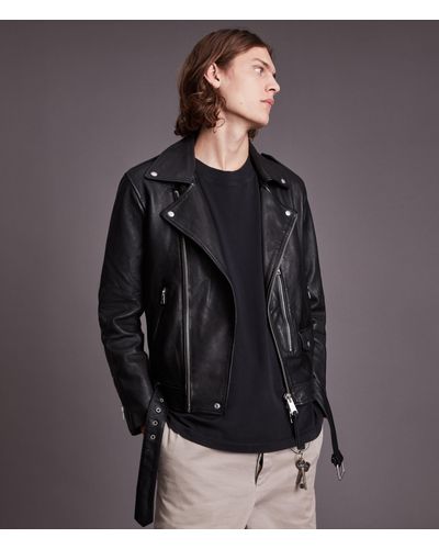 AllSaints Dren Leather Biker Jacket - Black