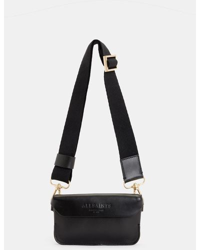 AllSaints Zoe Leather Adjustable Crossbody Bag, - Black
