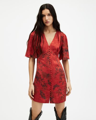 AllSaints Tian Sanibel Jacquard Mini Dress, - Red