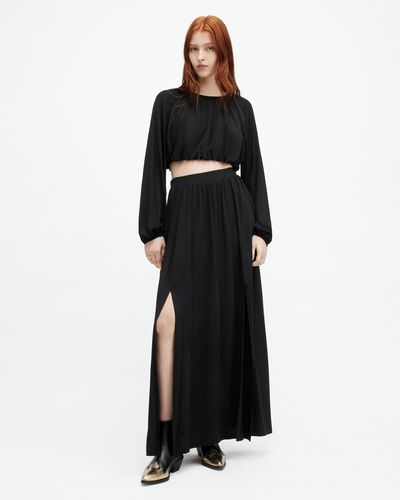 AllSaints Casandra Draped Maxi Skirt - Black