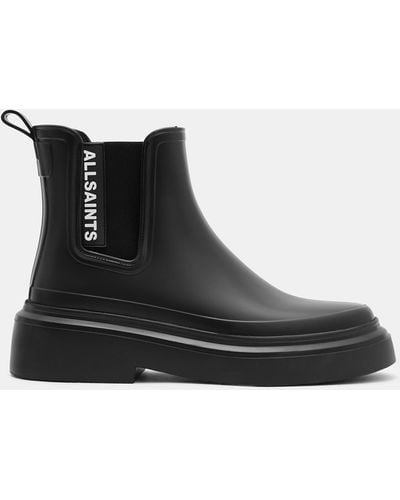 AllSaints Hetty Logo Rubber Ankle Boots, - Black