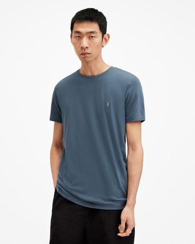 AllSaints Tonic Crew Neck Slim Ramskull T-shirt, - Blue