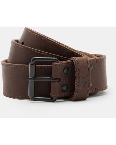 AllSaints Russell Studded Leather Belt - Brown