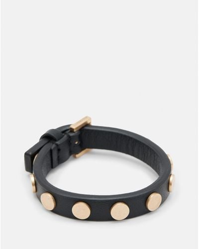AllSaints Mica Studded Leather Buckle Bracelet - Black