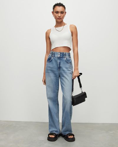 AllSaints 'rina' Crop Top in Black | Lyst