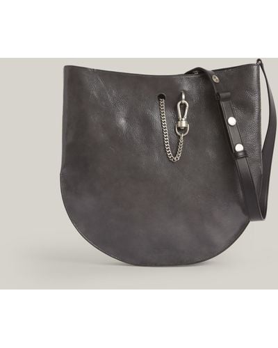 AllSaints Beaumont Leather Hobo Bag - Gray