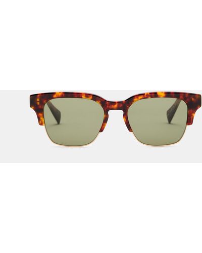 AllSaints Zinner Retro Square Sunglasses, - Green