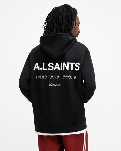 AllSaints Underground Zip Logo Hoodie, - Black