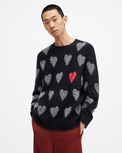 AllSaints Amore Heart Motif Relaxed Fit Sweater - Multicolour