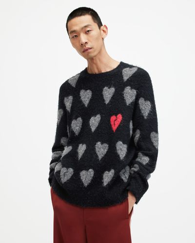 AllSaints Amore Heart Motif Relaxed Fit Sweater - Multicolor