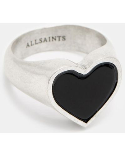 AllSaints Obi Heart Onyx Stone Signet Ring - White