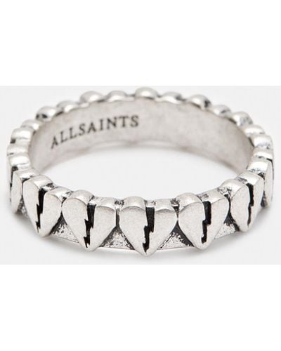 AllSaints Split Heart Sterling Silver Band Ring, - White