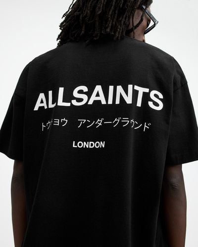 AllSaints Underground Oversized Crew Neck T-shirt, - Black