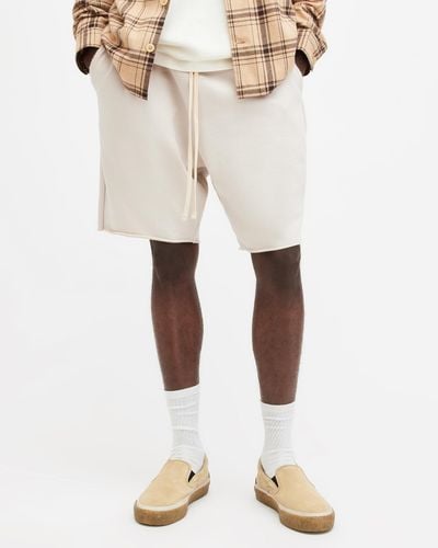 AllSaints Helix Straight Fit Sweat Shorts, - Natural