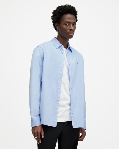 AllSaints Tahoe Garment Dyed Relaxed Fit Shirt, - Blue