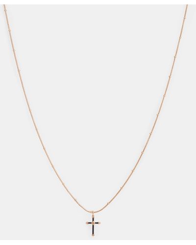 AllSaints Lyra Gold-tone Cross Necklace - White
