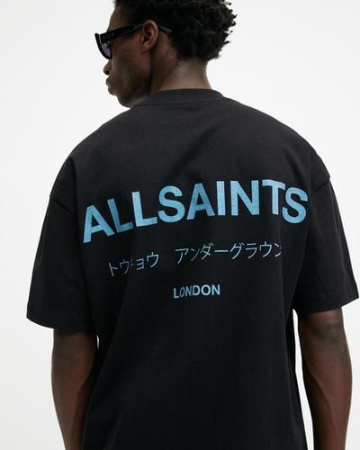 AllSaints Underground Oversized Crew Neck T-shirt, - Blue
