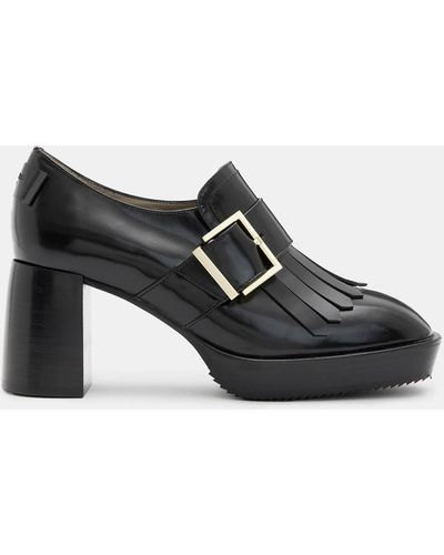 AllSaints Leather Lola Loafers in Black | Lyst