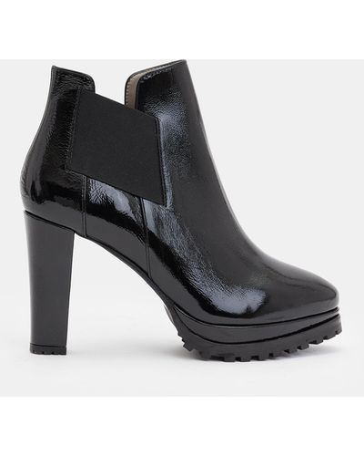 AllSaints Sarris Block-heel Patent-leather Ankle Boots - Black