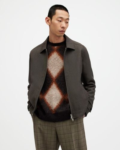 AllSaints Howl Wool Blend Textured Jacket - Black