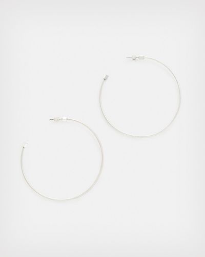 AllSaints Skinny Silver-tone Hoop Earrings - White