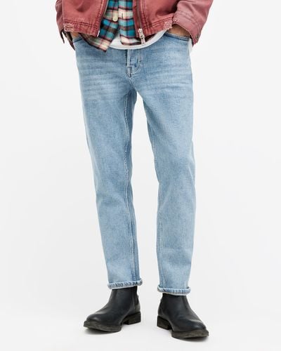 AllSaints Dean Slim Fit Cropped Denim Jeans - Blue