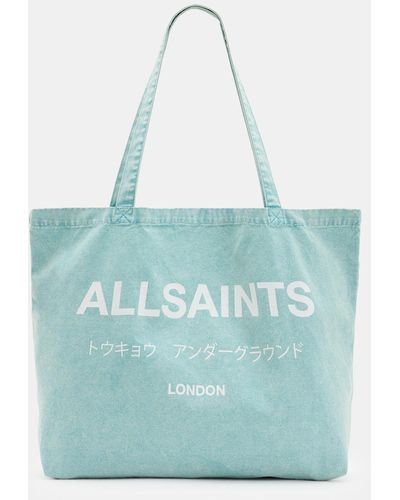 AllSaints Underground Logo Printed Tote Bag - Blue