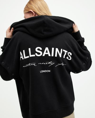 AllSaints Helis Chlo Oversized Zip Up Hoodie - Black