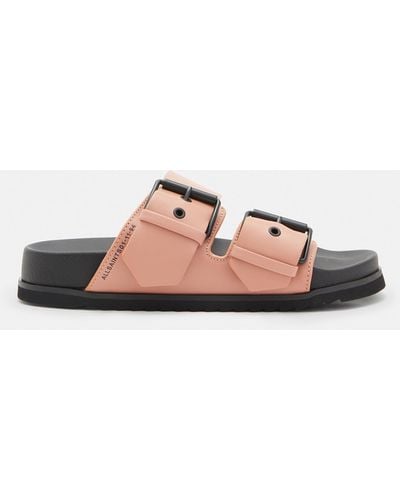 AllSaints Sian Leather Buckle Sandals - Pink