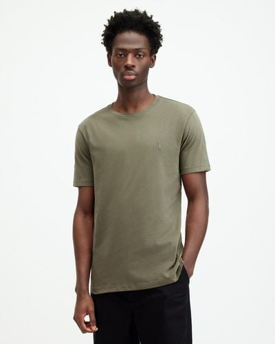 AllSaints Brace Brushed Cotton Crew Neck T-shirt, - Green