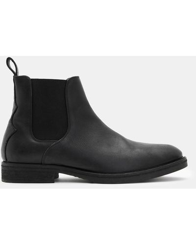 AllSaints Creed Brand-embossed Leather Chelsea Boots - Black