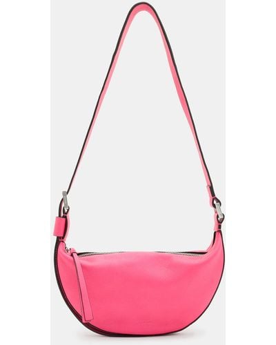 AllSaints Half Moon Leather Crossbody Bag - Pink