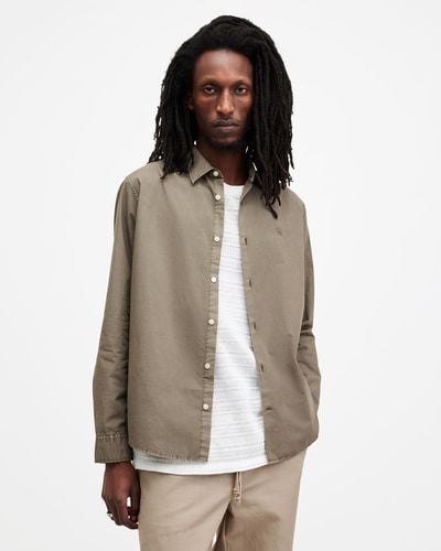 AllSaints Tahoe Garment Dyed Relaxed Fit Shirt, - Multicolour