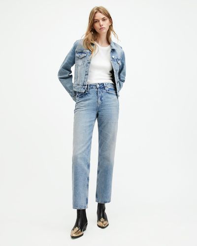 AllSaints Ida Cropped Straight Denim Jeans, - Blue