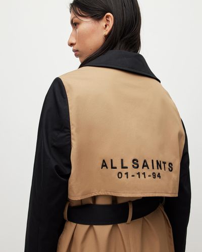 AllSaints Mixie Contrast Trench Coat - Black