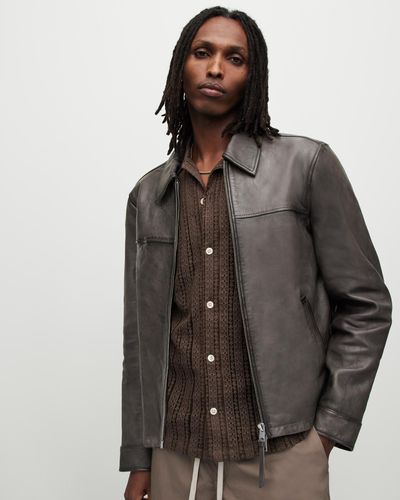 AllSaints Adam Leather Jacket, - Brown