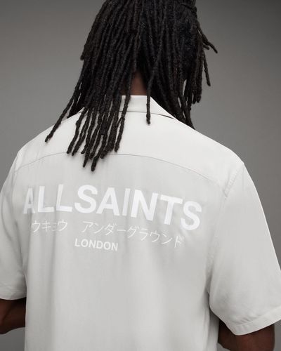 AllSaints Underground Logo Relaxed Fit Shirt - Grey