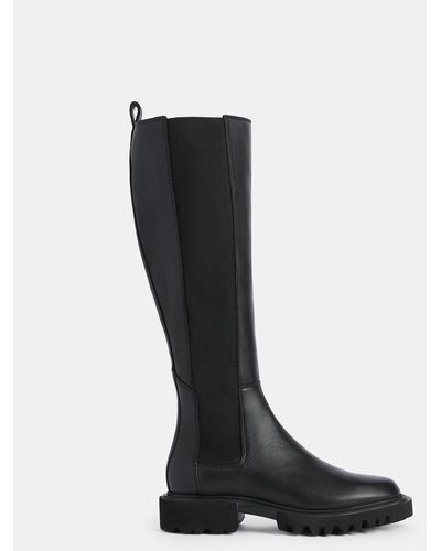 AllSaints Maeve Knee-high Leather Chelsea Boots - Black