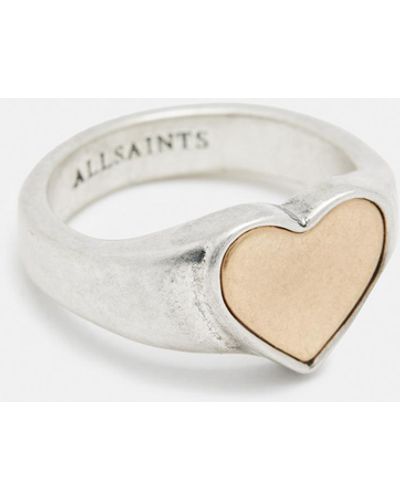 AllSaints Obi Two Tone Heart Shaped Ring - Natural