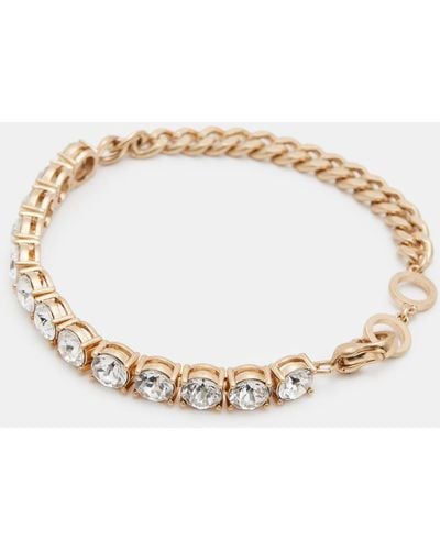 AllSaints Delmy Crystal Curb Chain Bracelet - Natural