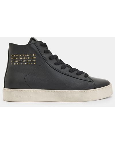 AllSaints Tana Leather High Top Trainers - Black