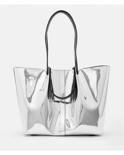 AllSaints Allington Metallic Leather Tote Bag - White