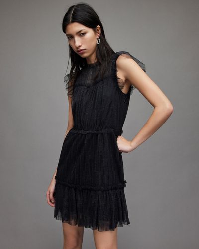 AllSaints Perri Tulle Mini Dress - Black